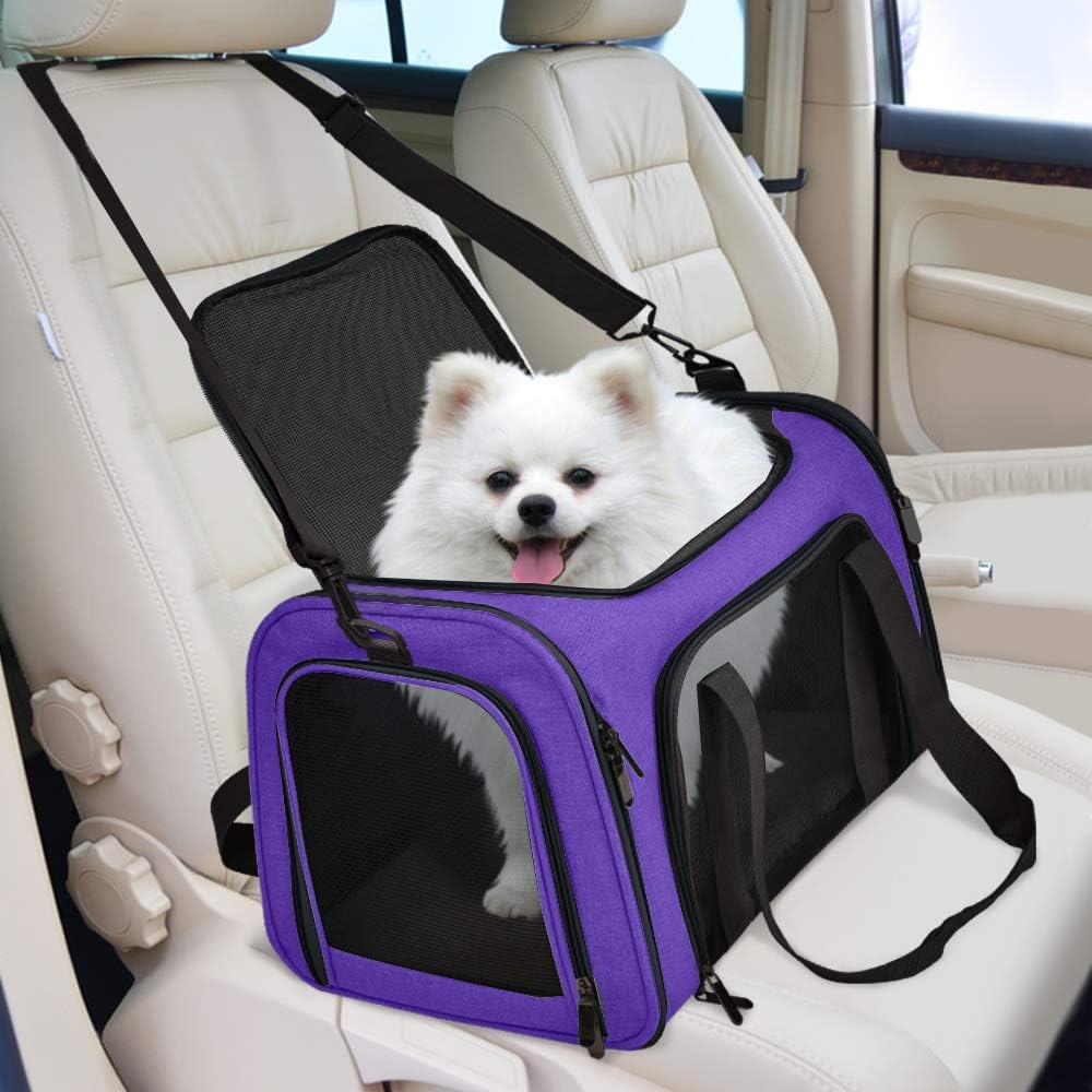 Cat Carriers Dog Carrier Pet Carrier for Small / Medium Cats Dogs Puppies (Up To 15lbs), TSA Airline Approved Small Dog Carrier Soft Sided, Collapsible Waterproof Travel Puppy Carrier -Black