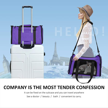 Cat Carriers Dog Carrier Pet Carrier for Small / Medium Cats Dogs Puppies (Up To 15lbs), TSA Airline Approved Small Dog Carrier Soft Sided, Collapsible Waterproof Travel Puppy Carrier -Black