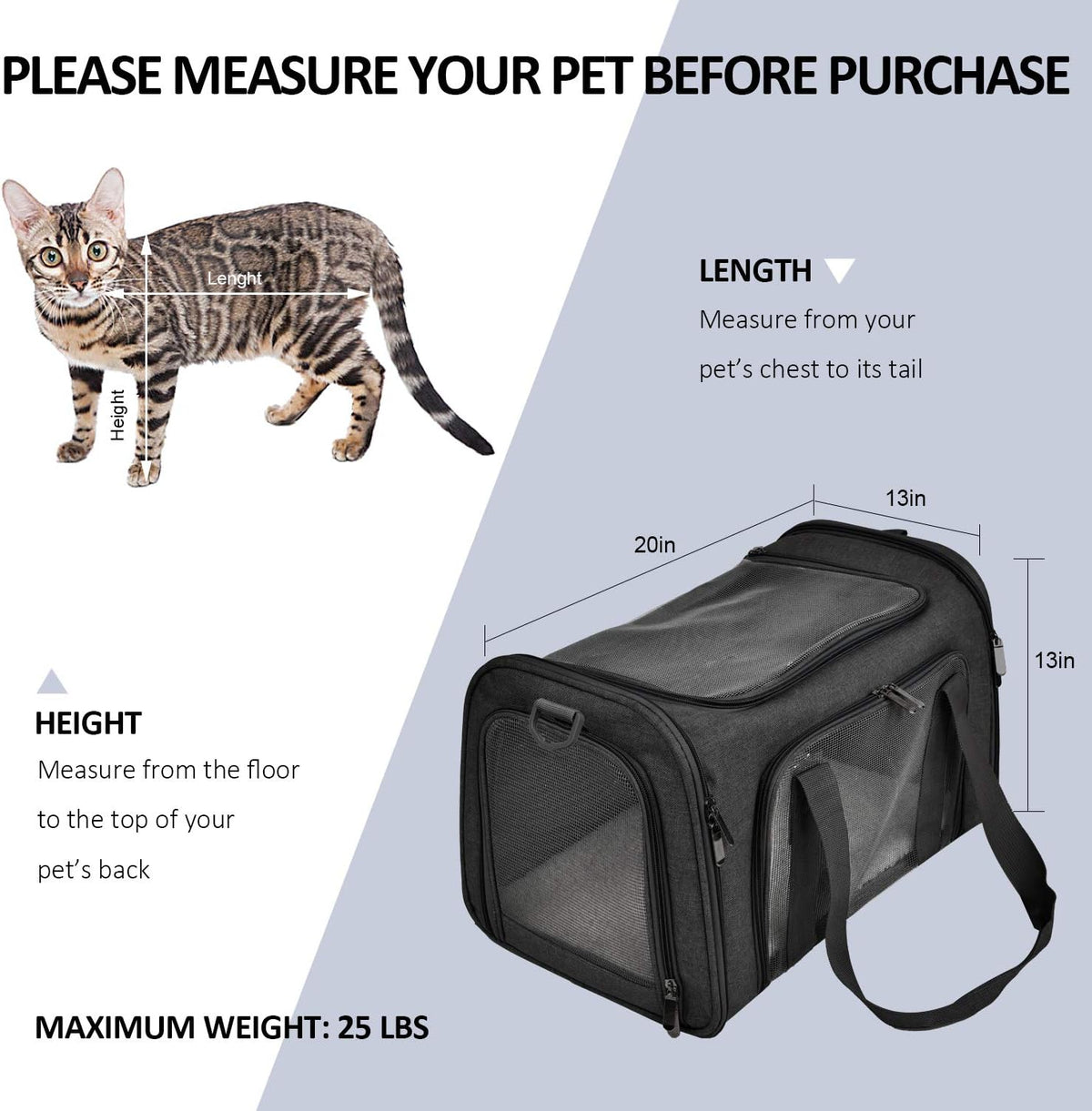 Cat Carriers Dog Carrier Pet Carrier for Small / Medium Cats Dogs Puppies (Up To 15lbs), TSA Airline Approved Small Dog Carrier Soft Sided, Collapsible Waterproof Travel Puppy Carrier -Black