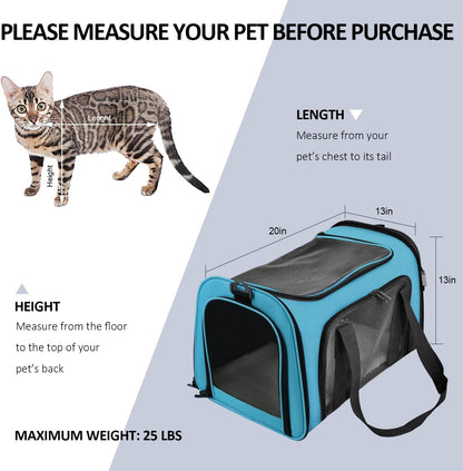 Cat Carriers Dog Carrier Pet Carrier for Small / Medium Cats Dogs Puppies (Up To 15lbs), TSA Airline Approved Small Dog Carrier Soft Sided, Collapsible Waterproof Travel Puppy Carrier -Black