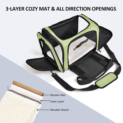 Cat Carriers Dog Carrier Pet Carrier for Small / Medium Cats Dogs Puppies (Up To 15lbs), TSA Airline Approved Small Dog Carrier Soft Sided, Collapsible Waterproof Travel Puppy Carrier -Black