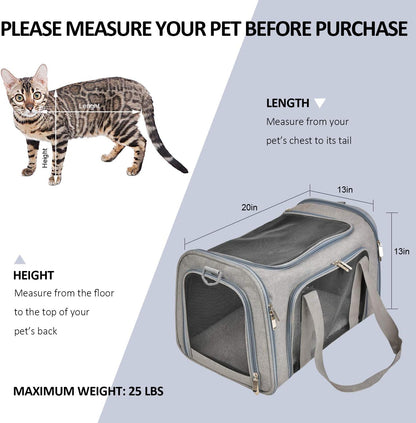 Cat Carriers Dog Carrier Pet Carrier for Small / Medium Cats Dogs Puppies (Up To 15lbs), TSA Airline Approved Small Dog Carrier Soft Sided, Collapsible Waterproof Travel Puppy Carrier -Black