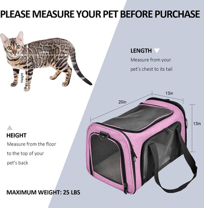 Cat Carriers Dog Carrier Pet Carrier for Small / Medium Cats Dogs Puppies (Up To 15lbs), TSA Airline Approved Small Dog Carrier Soft Sided, Collapsible Waterproof Travel Puppy Carrier -Black