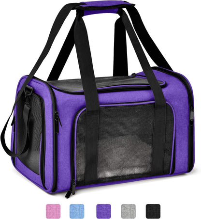 Cat Carriers Dog Carrier Pet Carrier for Small / Medium Cats Dogs Puppies (Up To 15lbs), TSA Airline Approved Small Dog Carrier Soft Sided, Collapsible Waterproof Travel Puppy Carrier -Black