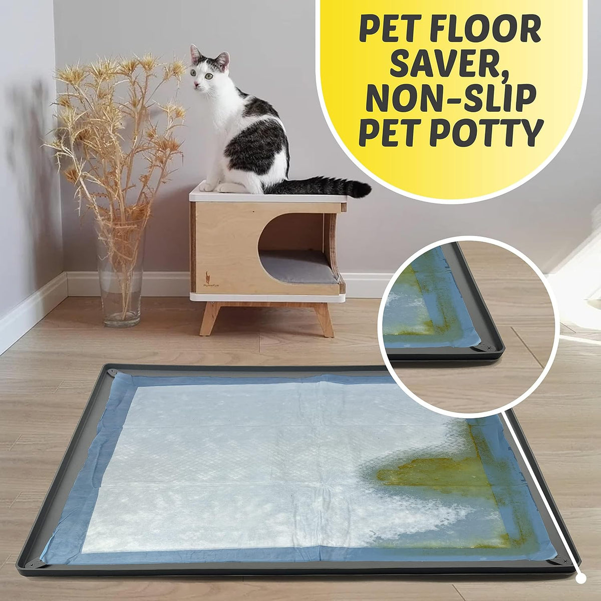 Dog Pee Pad Holder Tray Fits for 28” x 30” Pee Pads - 1 Pack - Grey