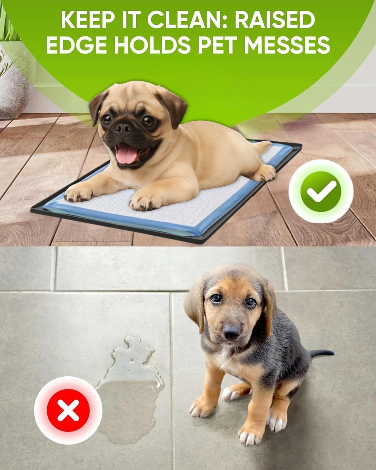 Dog Pee Pad Holder Tray Fits for 28” x 30” Pee Pads - 1 Pack - Grey