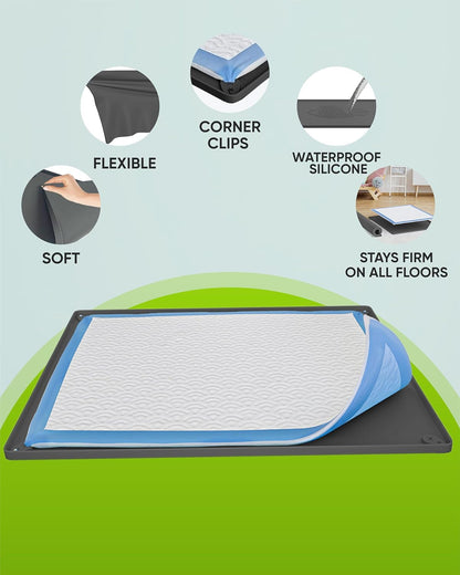 Dog Pee Pad Holder Tray Fits for 28” x 30” Pee Pads - 1 Pack - Grey