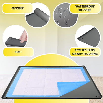 Dog Pee Pad Holder Tray Fits for 28” x 30” Pee Pads - 1 Pack - Grey