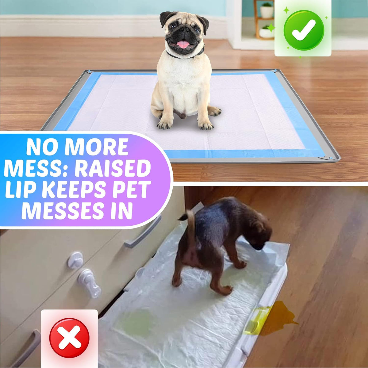 Dog Pee Pad Holder Tray Fits for 28” x 30” Pee Pads - 1 Pack - Grey