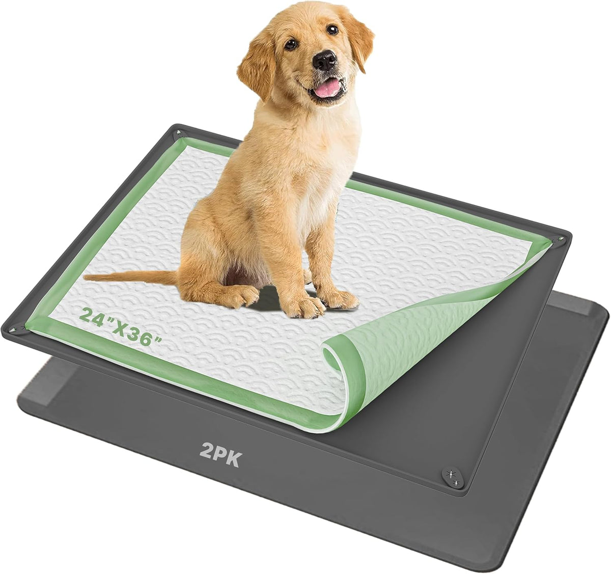 Dog Pee Pad Holder Tray Fits for 28” x 30” Pee Pads - 1 Pack - Grey
