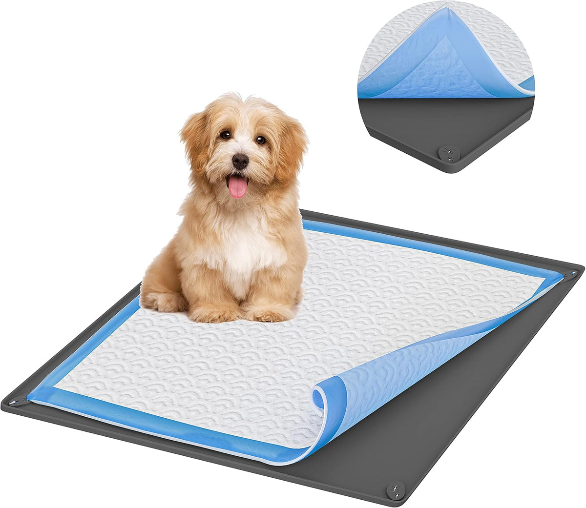 Dog Pee Pad Holder Tray Fits for 28” x 30” Pee Pads - 1 Pack - Grey