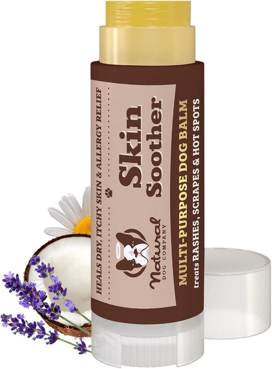 Skin Soother Balm for Irritation, Allergy & Itch Relief for Dogs, Hot Spot Treatment, Dog Moisturizer for Dry Skin, Healing Ointment, Coconut Oil & Vitamin E (0.15oz Travel Stick)