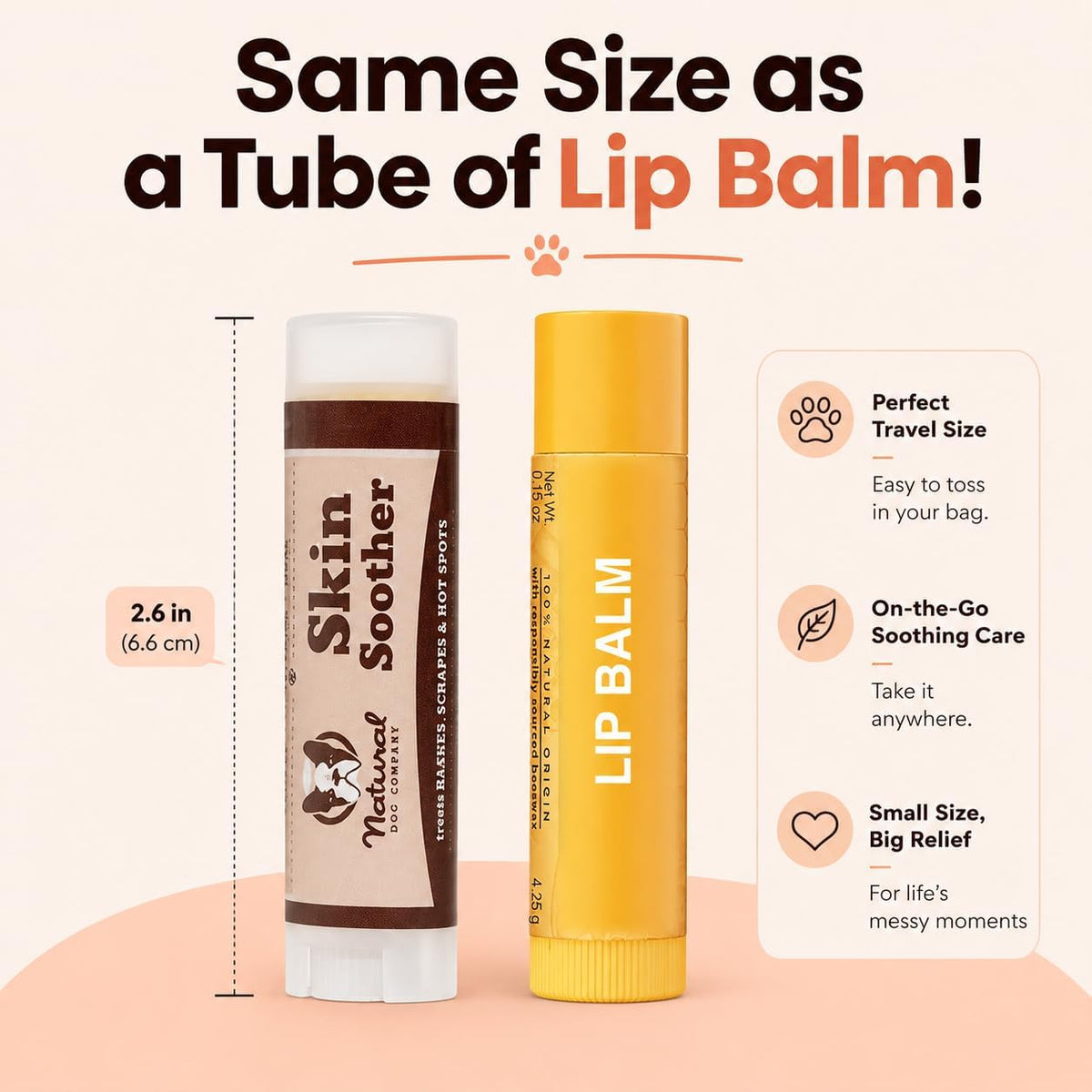 Skin Soother Balm for Irritation, Allergy & Itch Relief for Dogs, Hot Spot Treatment, Dog Moisturizer for Dry Skin, Healing Ointment, Coconut Oil & Vitamin E (0.15oz Travel Stick)