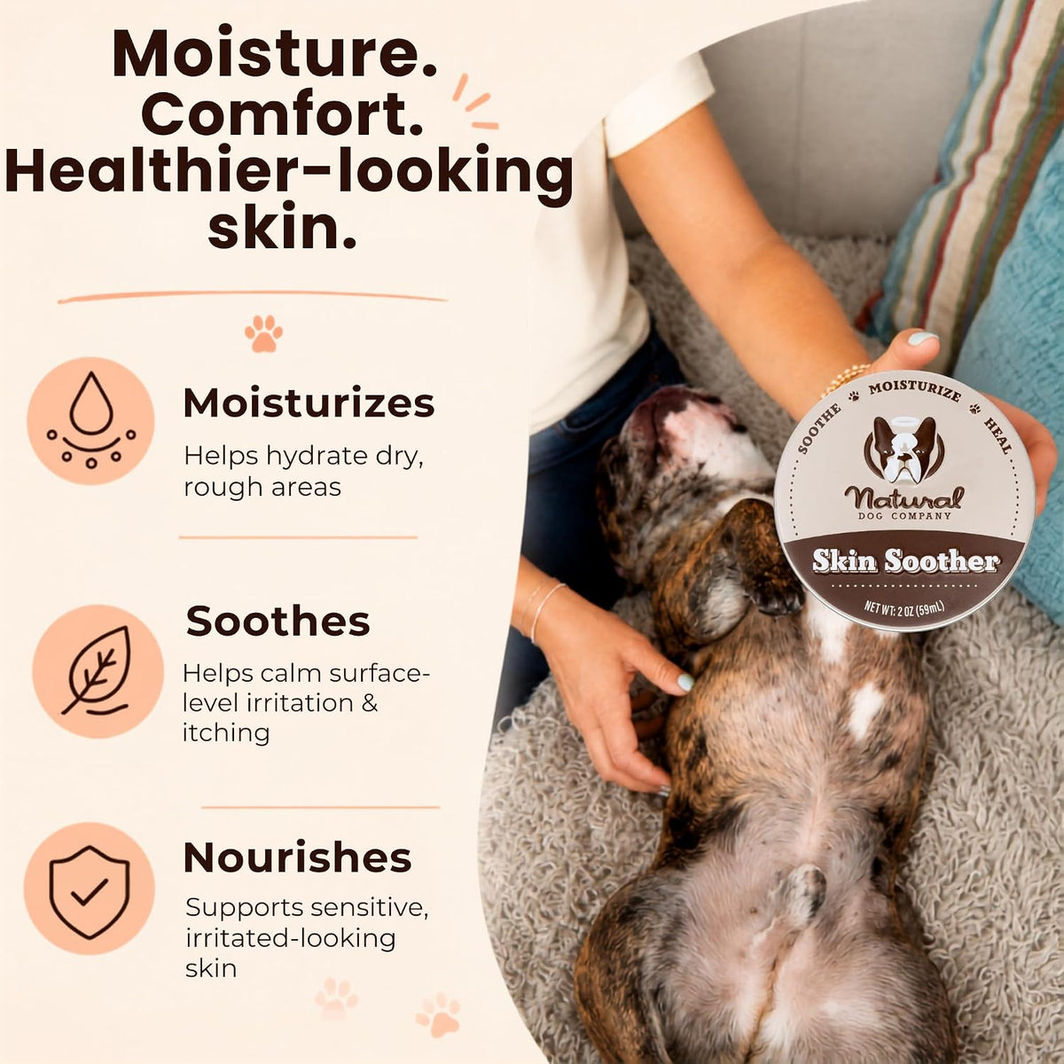 Skin Soother Balm for Irritation, Allergy & Itch Relief for Dogs, Hot Spot Treatment, Dog Moisturizer for Dry Skin, Healing Ointment, Coconut Oil & Vitamin E (0.15oz Travel Stick)
