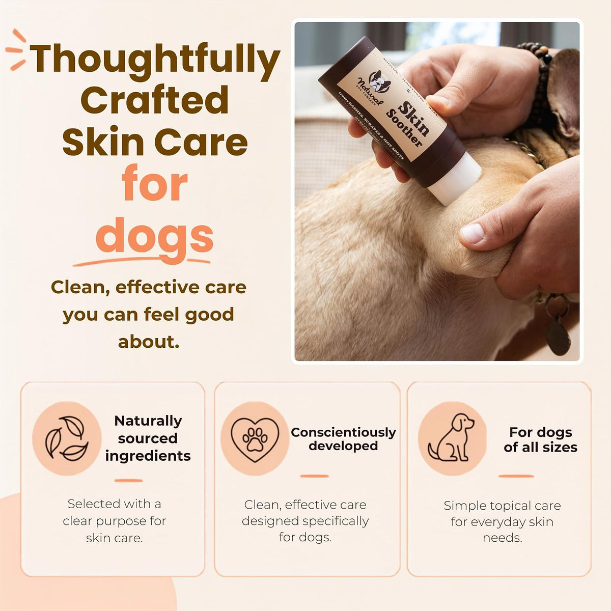 Skin Soother Balm for Irritation, Allergy & Itch Relief for Dogs, Hot Spot Treatment, Dog Moisturizer for Dry Skin, Healing Ointment, Coconut Oil & Vitamin E (0.15oz Travel Stick)