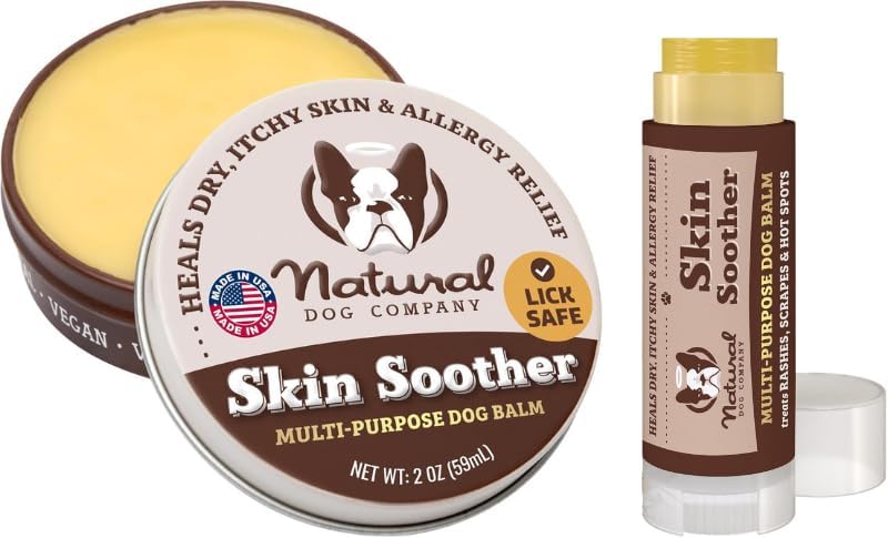 Skin Soother Balm for Irritation, Allergy & Itch Relief for Dogs, Hot Spot Treatment, Dog Moisturizer for Dry Skin, Healing Ointment, Coconut Oil & Vitamin E (0.15oz Travel Stick)