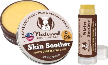 Skin Soother Balm for Irritation, Allergy & Itch Relief for Dogs, Hot Spot Treatment, Dog Moisturizer for Dry Skin, Healing Ointment, Coconut Oil & Vitamin E (0.15oz Travel Stick)