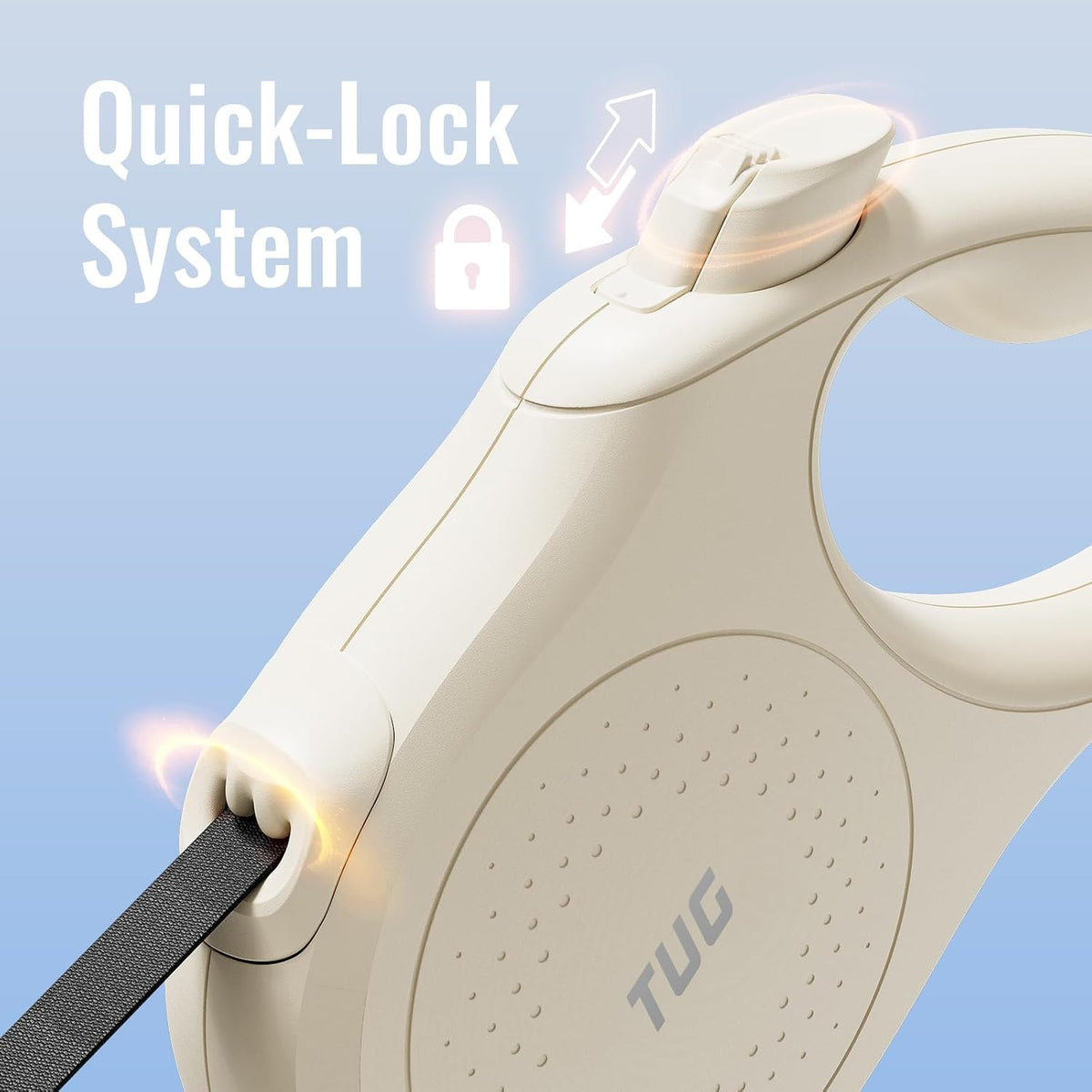 Quest Retractable Dog Leash | 360° Tangle-Free | 16 ft Tape (S, Cream)