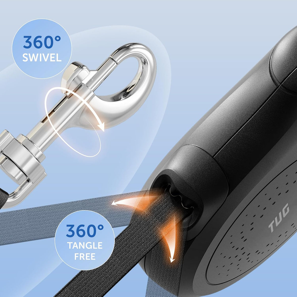 Quest Retractable Dog Leash | 360° Tangle-Free | 16 ft Tape (S, Cream)