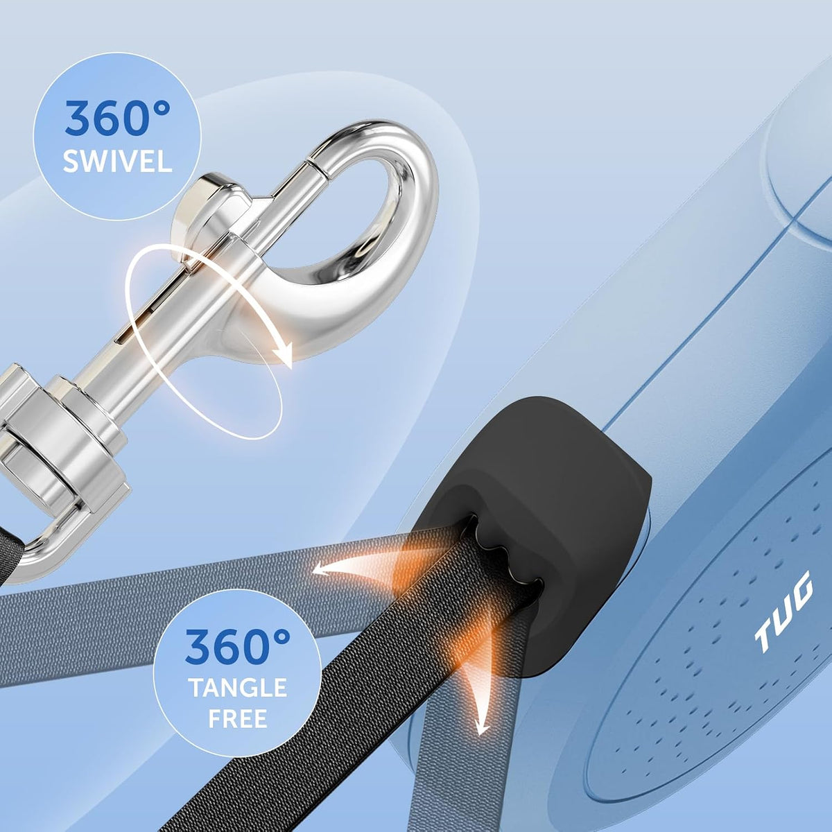 Quest Retractable Dog Leash | 360° Tangle-Free | 16 ft Tape (S, Cream)