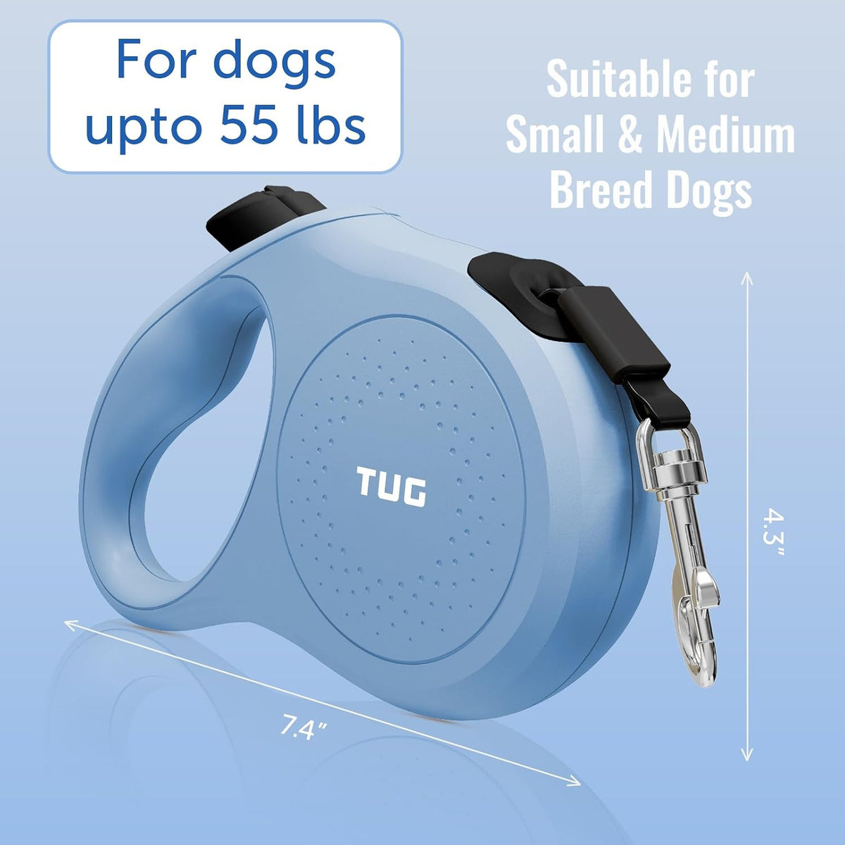 Quest Retractable Dog Leash | 360° Tangle-Free | 16 ft Tape (S, Cream)