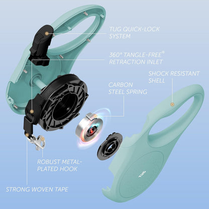Quest Retractable Dog Leash | 360° Tangle-Free | 16 ft Tape (S, Cream)