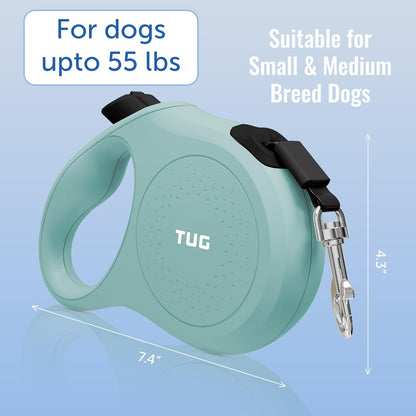 Quest Retractable Dog Leash | 360° Tangle-Free | 16 ft Tape (S, Cream)