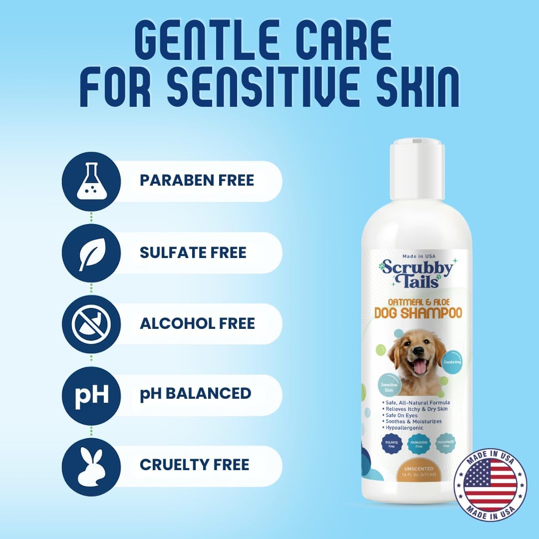 Enzymatic Oatmeal Dog Shampoo, Itchy Skin, Vanilla, 16 oz