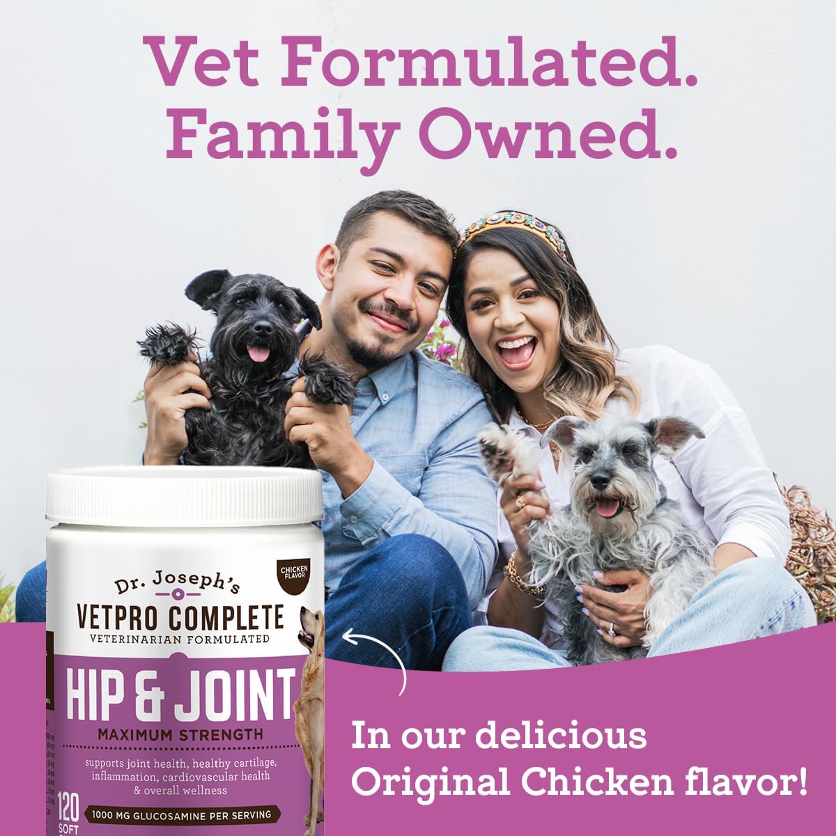 Dog Hip & Joint Wellness Supplement – High-Strength Glucosamine, MSM, Omega & Chondroitin Chews and Breeds – Vet Formulated Chicken Dog Treat