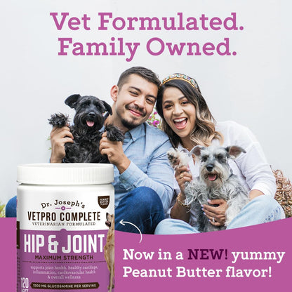 Dog Hip & Joint Wellness Supplement – High-Strength Glucosamine, MSM, Omega & Chondroitin Chews and Breeds – Vet Formulated Chicken Dog Treat