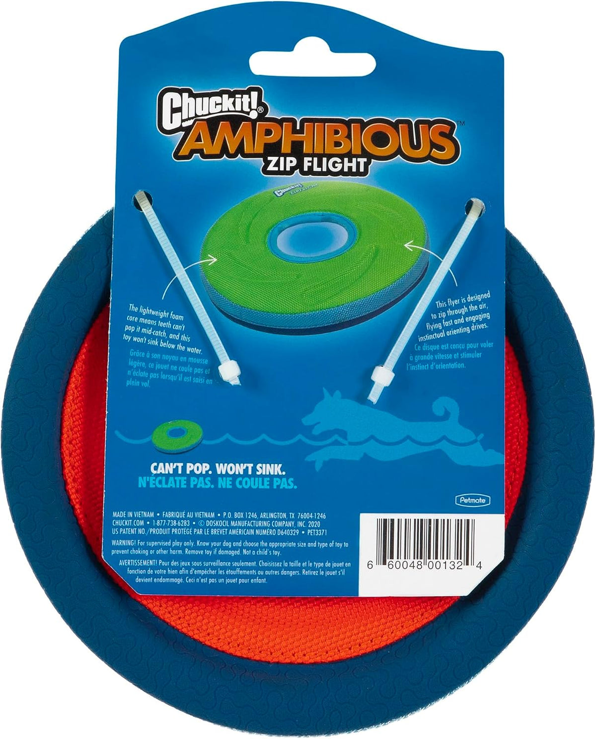 ! Zipflight Flying Disc Dog Toy, Small (6"), Green and light Blue