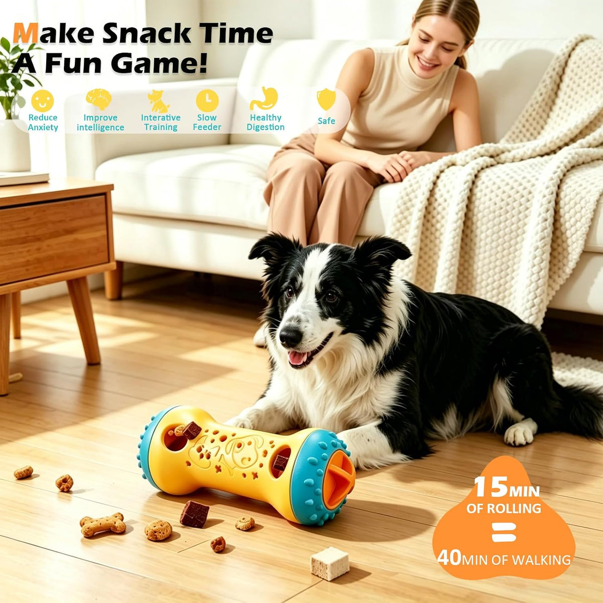 Dog Puzzle Toy, Interactive Dog Enrichment Toys for Adjustable Treat Dispensing Toys to Keep Them Busy, Dogs Enrichment for Brain Stimulation & Cognitive for Puppy & Smart Dogs Slow Feeder