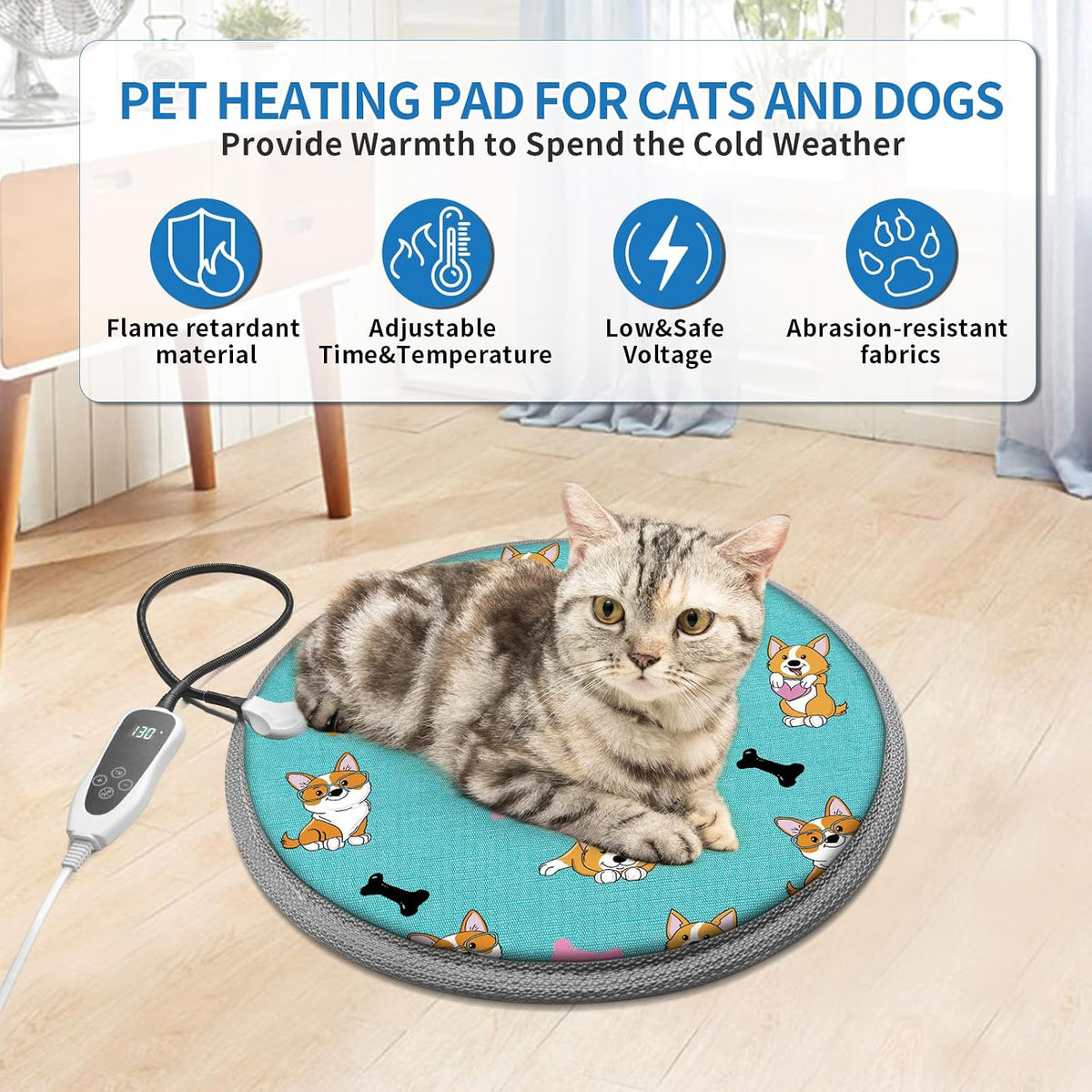 GOLOPET Large Dog Heating Pad 34x21in with Normally Open Function