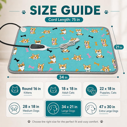 GOLOPET Large Dog Heating Pad 34x21in with Normally Open Function