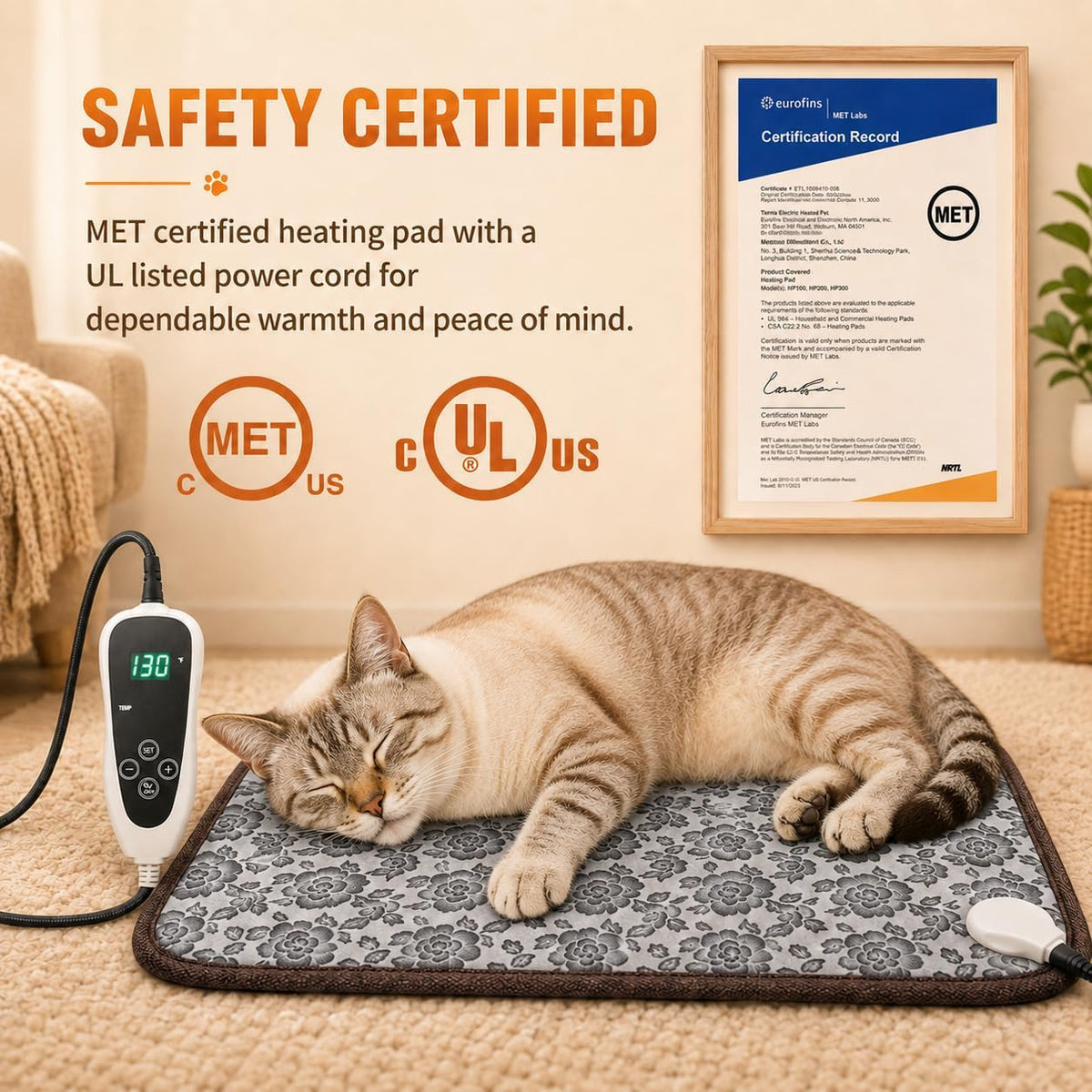 GOLOPET Large Dog Heating Pad 34x21in with Normally Open Function