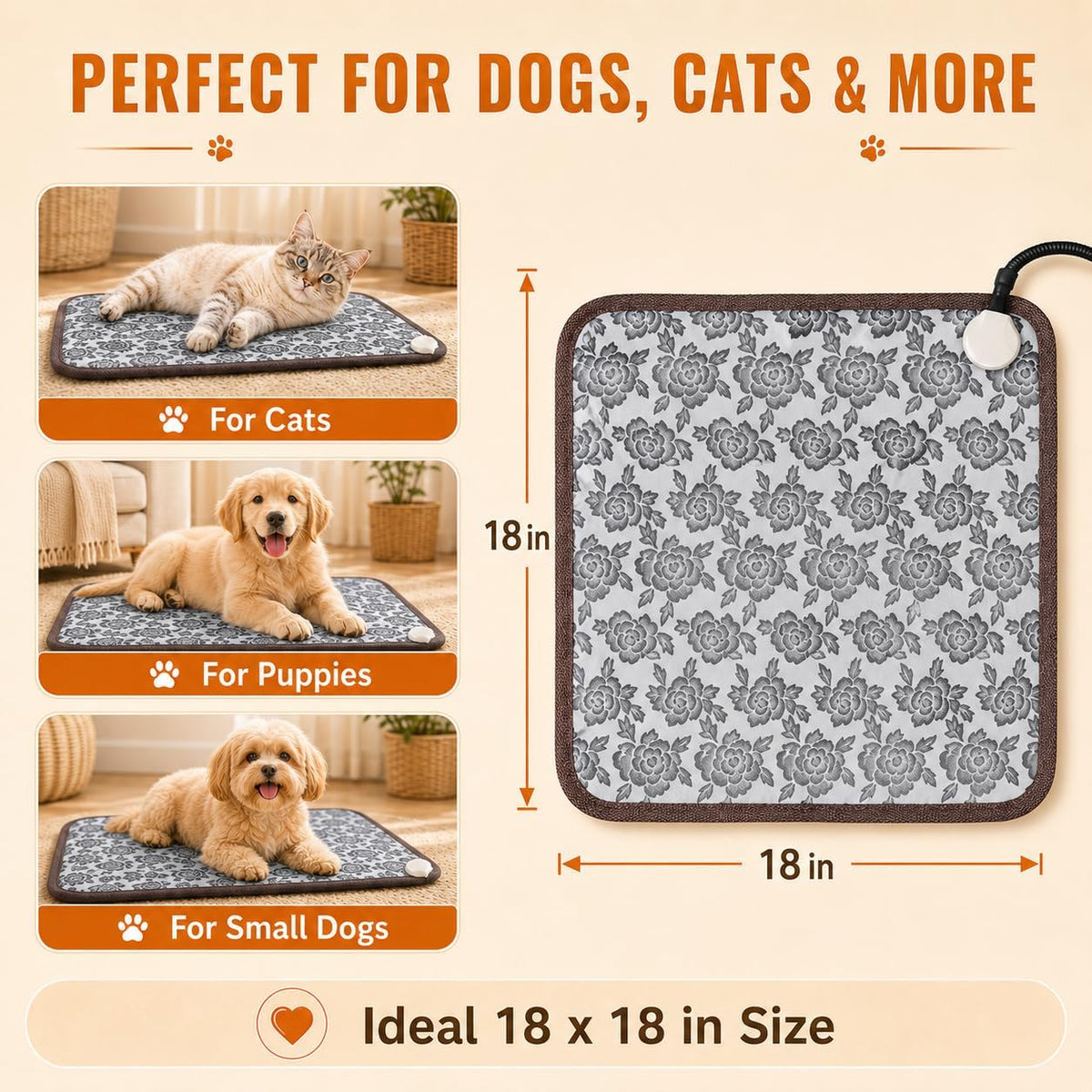 GOLOPET Large Dog Heating Pad 34x21in with Normally Open Function