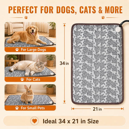 GOLOPET Large Dog Heating Pad 34x21in with Normally Open Function