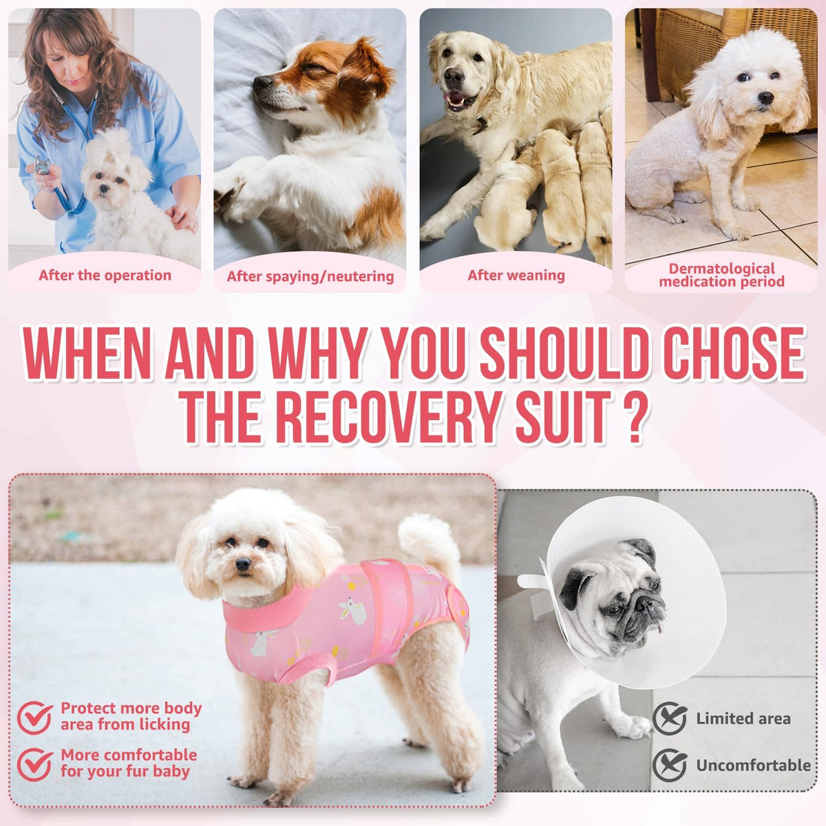 Recovery Suit for Dogs, Spay Neuter Surgery Suit Onesie Female Male