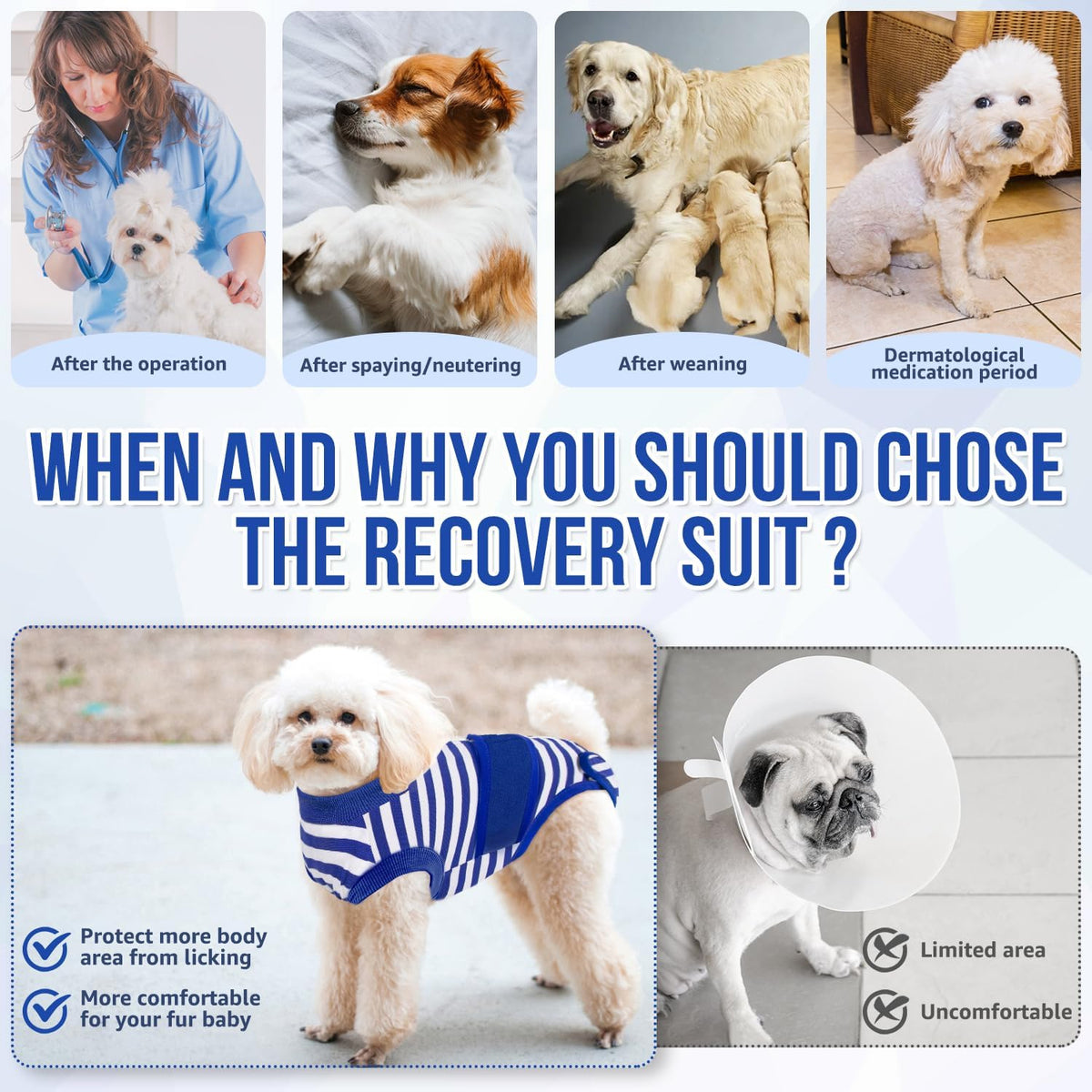 Recovery Suit for Dogs, Spay Neuter Surgery Suit Onesie Female Male