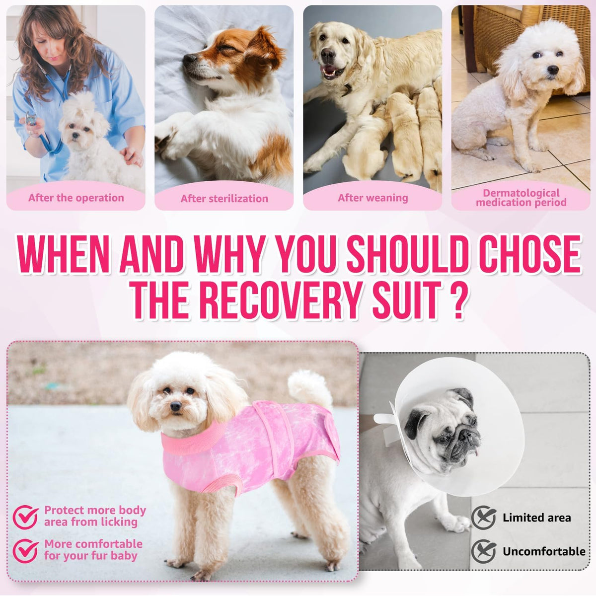 Recovery Suit for Dogs, Spay Neuter Surgery Suit Onesie Female Male