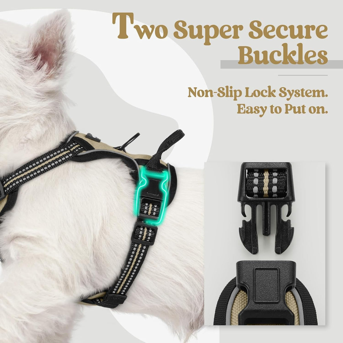 Dog Harness, No Pull for Large Dogs with 2 Leash Clips, Pet Vest | No Choke with Handle, Adjustable Soft Padded, Reflective, Easy Control for Walking, Black, Large