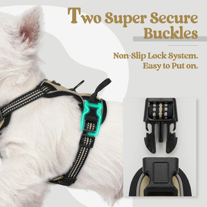 Dog Harness, No Pull for Large Dogs with 2 Leash Clips, Pet Vest | No Choke with Handle, Adjustable Soft Padded, Reflective, Easy Control for Walking, Black, Large