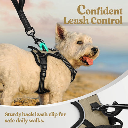 Dog Harness, No Pull for Large Dogs with 2 Leash Clips, Pet Vest | No Choke with Handle, Adjustable Soft Padded, Reflective, Easy Control for Walking, Black, Large