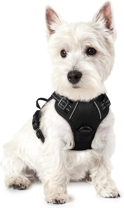 Dog Harness, No Pull for Large Dogs with 2 Leash Clips, Pet Vest | No Choke with Handle, Adjustable Soft Padded, Reflective, Easy Control for Walking, Black, Large