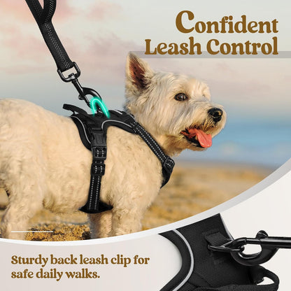 Dog Harness, No Pull for Large Dogs with 2 Leash Clips, Pet Vest | No Choke with Handle, Adjustable Soft Padded, Reflective, Easy Control for Walking, Black, Large