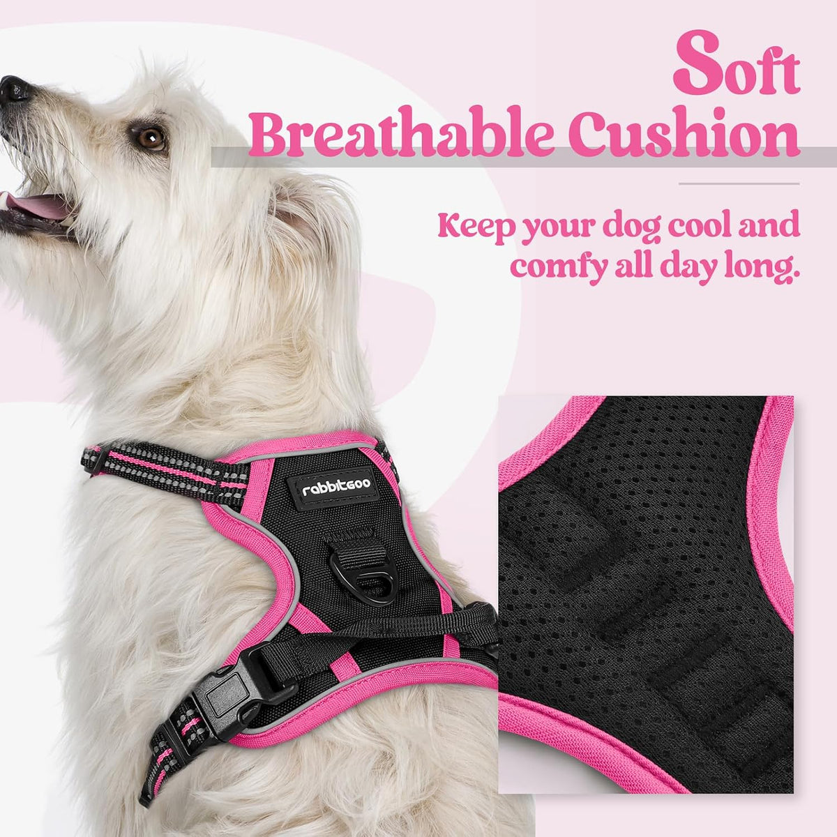 Dog Harness, No Pull for Large Dogs with 2 Leash Clips, Pet Vest | No Choke with Handle, Adjustable Soft Padded, Reflective, Easy Control for Walking, Black, Large