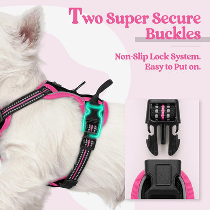 Dog Harness, No Pull for Large Dogs with 2 Leash Clips, Pet Vest | No Choke with Handle, Adjustable Soft Padded, Reflective, Easy Control for Walking, Black, Large