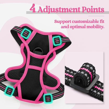 Dog Harness, No Pull for Large Dogs with 2 Leash Clips, Pet Vest | No Choke with Handle, Adjustable Soft Padded, Reflective, Easy Control for Walking, Black, Large