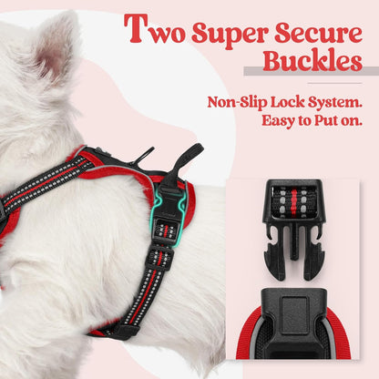 Dog Harness, No Pull for Large Dogs with 2 Leash Clips, Pet Vest | No Choke with Handle, Adjustable Soft Padded, Reflective, Easy Control for Walking, Black, Large