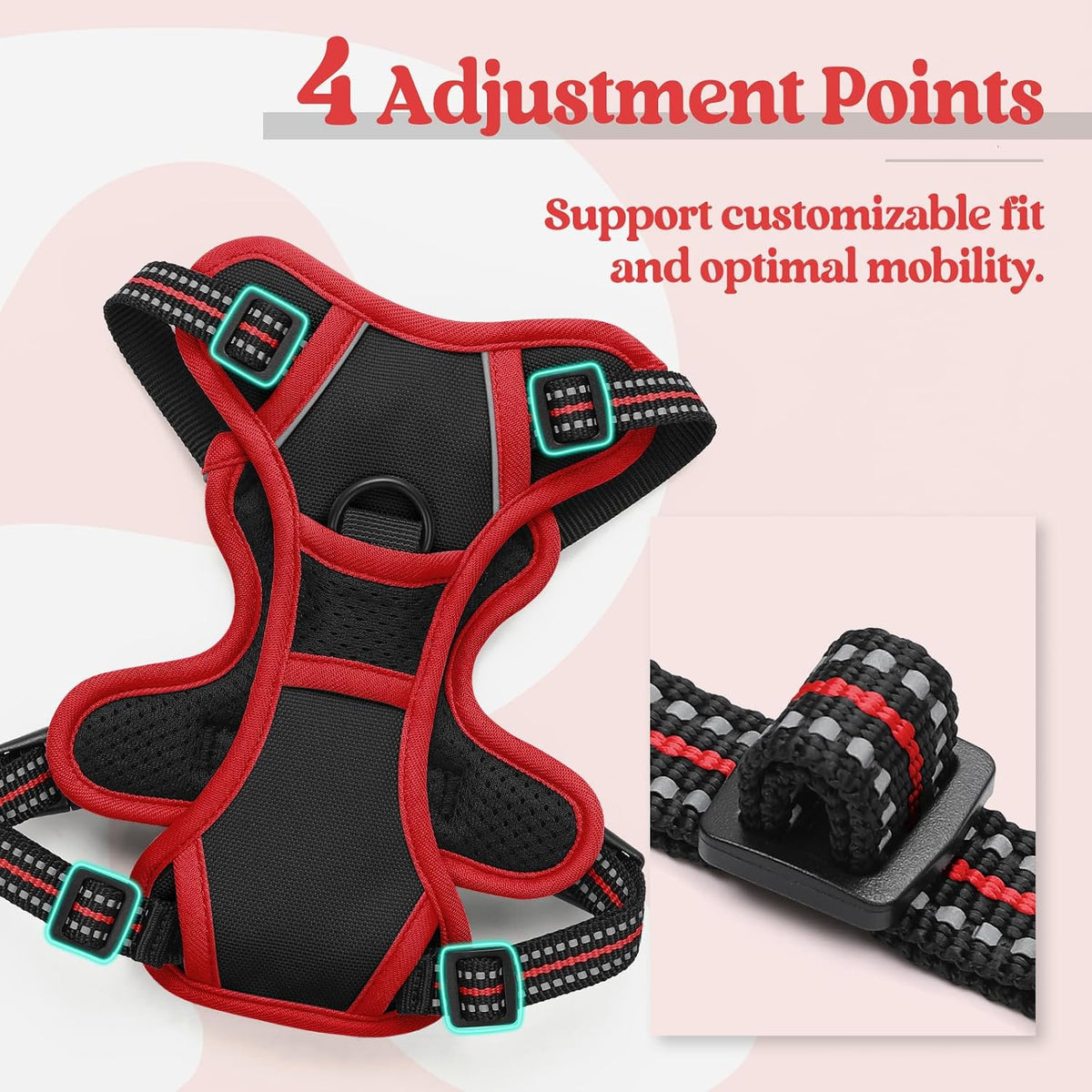 Dog Harness, No Pull for Large Dogs with 2 Leash Clips, Pet Vest | No Choke with Handle, Adjustable Soft Padded, Reflective, Easy Control for Walking, Black, Large